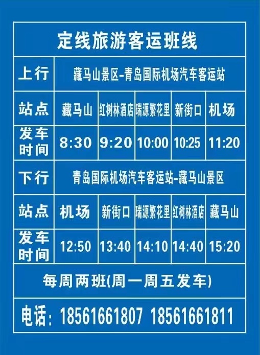 藏马山景区—青岛胶东国际机场定线旅游客运班线正式开通